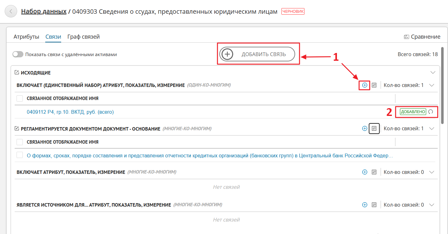 Пример отображения карточки записи в режиме черновика