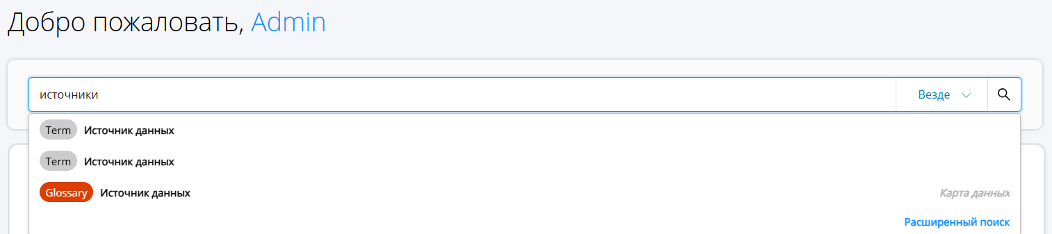 Пример отображения поисковой панели на стартовой странице