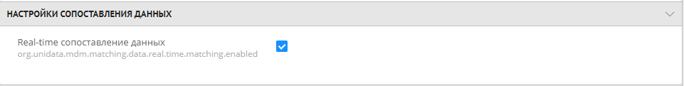 Флаг "Real-time сопоставление данных" в параметрах системы